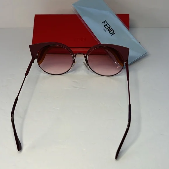 ? - New Authentic Fendi FF 0215/s 00l9- X4 Burgundy Cat Eye  display picture 2